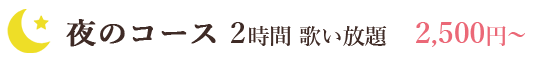 夜のコース ２時間歌い放題 2,500円～